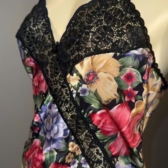 Vintage MYONNE Sheer Lace Satin Romper Bodysuit Teddy Size M - Picture 6 of 7